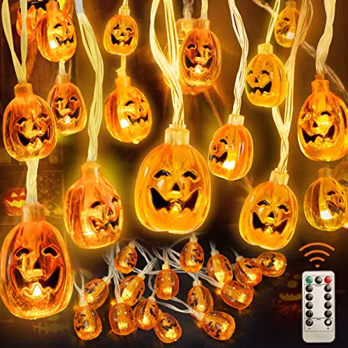 WOWDSGN Kürbis Lichterkette Halloween, 4M 40LED Herbst Halloween led Lichterkette für Innen und Außen