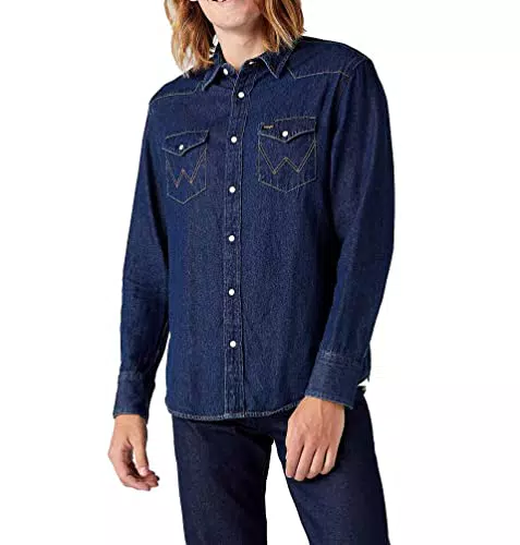 Wrangler Herren Icons Shirt, Blau, XXL