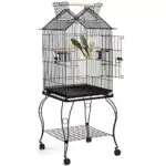 Yaheetech Vogelkäfig Wellensittlichkäfig mit Ständer Vogelvoliere Käfig Vogelhaus 145 cm hoch