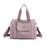 YANAIER Damen Handtasche Umhängetasche Multi Fach Shopper Schultertasche Wasserdicht Nylon Henkeltasche für Reisen Schule Arbeit Hellviolett