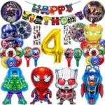 YHBXAMZ Superhelden 4 Jahre Kindergeburtstag Deko, Avengers Geburtstag Deko Ballon