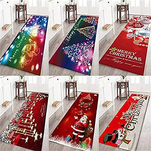 yruphome Weihnachtsteppich Matten, 3D Anti-Rutsch Boden Weihnachtsmatten