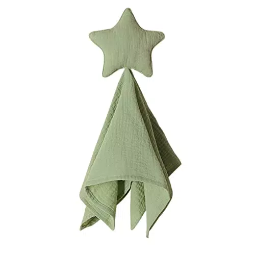 ZIGJOY Schmusetuch Schnuffeltuch Kuscheltuch Musselin Baumwolle Babydecke Komfort für Neugeborene Babys und Kleinkinder Geschenk für Junge und Mädchen Baby Lovey Grün Stern