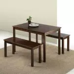 ZINUS Juliet 114 cm großer Esstisch aus Holz mit 2 Bänken