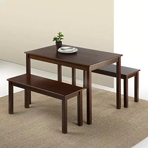 ZINUS Juliet 114 cm großer Esstisch aus Holz mit 2 Bänken