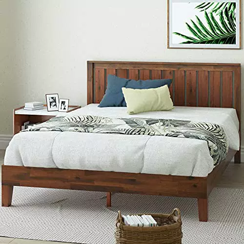ZINUS Vivek 30 cm Deluxe-Plattformbettrahmen aus Holz mit Kopfteil
