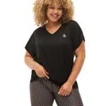 Zizzi Active by Damen Große Größen T-Shirt V-Ausschnitt 2er-Pack Gr 46-48 Black/Black