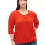 Zizzi Damen große Größen Bluse 3/4 Ärmel Baumwolle Größe 42-44 Fiery Red