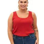 Zizzi Große Größen Damen 2er-Pack Baumwolltops Gr 54-56 Tango Red/Black