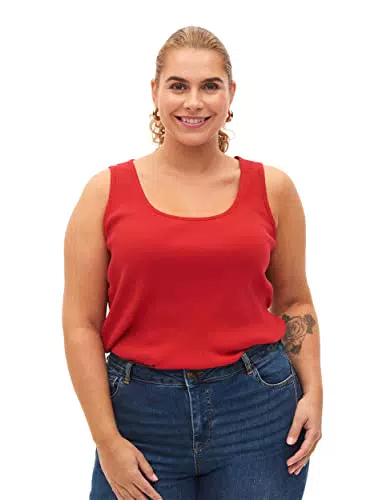 Zizzi Große Größen Damen 2er-Pack Baumwolltops Gr 54-56 Tango Red/Black