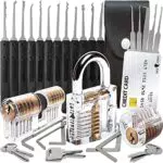 30-teiliges Lockpicking Set mit 3 Transparenten Übungsschlössern + Dietrich-Set in Kreditkartengröße von LockCowboy + Anleitung zum Schlossöffnen für Anfänger und Profis
