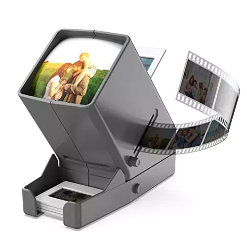 35mm Diabetrachter, 3-fache Vergrößerung und LED beleuchtete Tischbetrachtung und Batteriebetrieb - für 35mm Dias und Positivfilmnegative