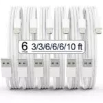 6er Pack iPhone Ladekabel, Schnellladeleitung, Lightning to USB Kabel