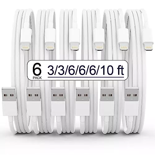 6er Pack iPhone Ladekabel, Schnellladeleitung, Lightning to USB Kabel