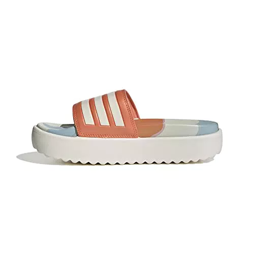adidas Damen Adilette Platform Slippers, FTWR White/FTWR White/semi Coral