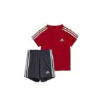 adidas Unisex Baby I 3S Sport Set, Top:Vivid red/White Bottom:Shadow Navy S22/WHITE