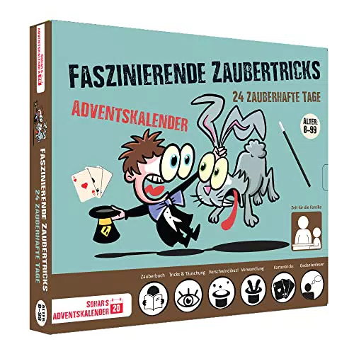 Adventskalender 2023 Faszinierende Zaubertricks 24 verblüffende und leicht zu erlernende Zaubertricks. Im Kalender ist eine bebilderte Anleitung und eine Videoanleitung enthalten. 8 Jahren Deutsche