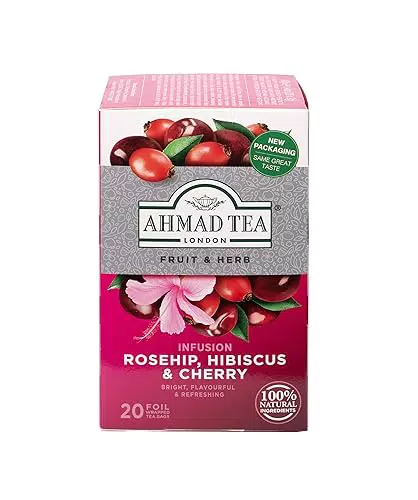 Ahmad Tea - Rosehip, Hibiscus & Cherry - Früchte- und Kräutertee ohne Koffein - Hagebutte