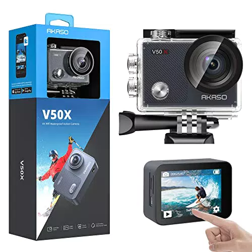 AKASO Action Cam 4K30FPS 20MP WiFi Unterwasserkamera 40M EIS Anti-Shake Action Kamera 4X Zoom mit Touchscreen