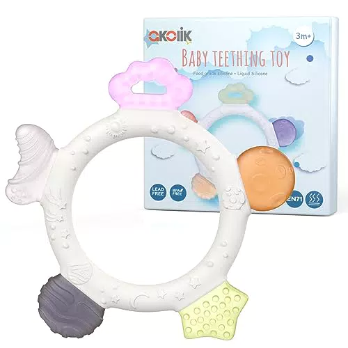 akolik Beißring für Babys, Beißring Baby Beißspielzeug aus Silikon