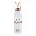 Aladdin Zoo Thermavac Trinkflasche Edelstahl Kinder 0.43L Lion - Thermosflasche Hält 7 Stunden Kalt - Auslaufsicher - Weiche Fingertrageschlaufe aus Silikon - Wasserflasche BPA-Frei