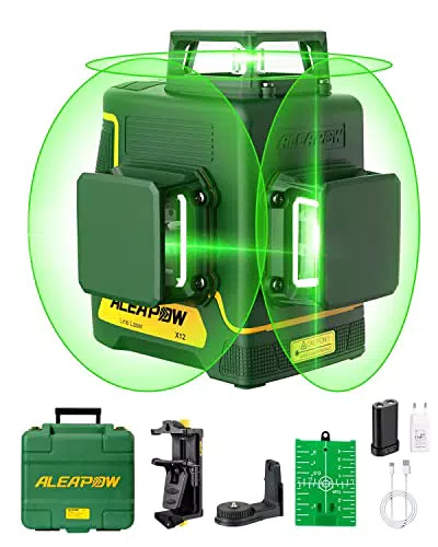 ALEAPOW Kreuzlinienlaser 3x360°, Grüne Laserlinie 45m