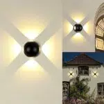 ALLOMN Moderne LED Wandleuchte Innen Aussen, 12W Warmweiß Aluminium Up Down Links Rechts LED Wandlampe Innen Außen Beleuchtung Wasserdicht für Wohnzimmer Schlafzimmer Treppe Terrasse Flur Garten