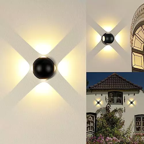 ALLOMN Moderne LED Wandleuchte Innen Aussen, 12W Warmweiß Aluminium Up Down Links Rechts LED Wandlampe Innen Außen Beleuchtung Wasserdicht für Wohnzimmer Schlafzimmer Treppe Terrasse Flur Garten