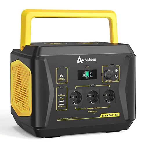 AlphaESS Tragbare Powerstation BB1000, 1036Wh/288000mAh Solar Generatoren Notstromaggregat mit 3 1000W AC Ausgängen