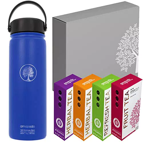 amapodo Tee Set - verschiedene Teesorten & Teeflasche - Teeset Geschenk für Frauen - Geschenke für Teetrinker - Teegeschenke - Kräutertee Geschenkset - Teegeschenkeideen Geburtstag
