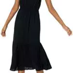 Amazon Essentials Damen Gestuftes, figurbetontes und ausgestelltes Kleid aus fließendem Twill