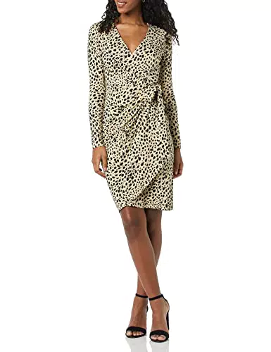 Amazon Essentials Damen Klassisches Wickelkleid mit Langen Ärmeln