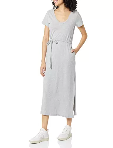 Amazon Essentials Damen Midi-T-Shirt-Kleid Kurze Ärmel Gürtel