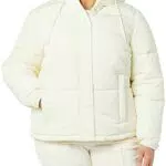 Amazon Essentials Damen Wasserabweisende Daunenjacke mit Kapuze und Sherpa-Innenfutter