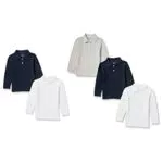 Amazon Essentials Jungen Einheitliche Piqué-Poloshirts mit Langen Ärmeln
