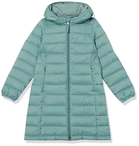 Amazon Essentials Mädchen Lange leichte Pufferjacke Kapuze