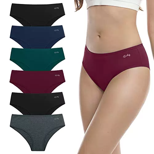 Anqier Unterhosen Damen, 6er Pack Baumwolle Pantys Atmungsaktiv Slips Damen Bequeme Hipster Frauen Unterwäsche