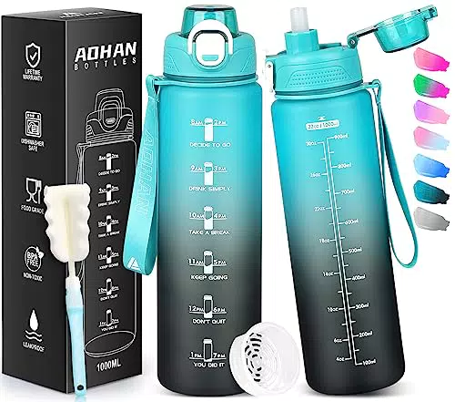 AOHAN Trinkflasche Sport 1l, Wasserflasche Tritan BPA-Frei