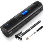 AOKBON Tragbare Reifenpumpe 150PSI Elektrische Luftpumpe Auto Kompressor Elektrisch Luftkompressor mit LCD Display LED Licht für Auto Motorrad Bälle Schwarz Als Powerbank