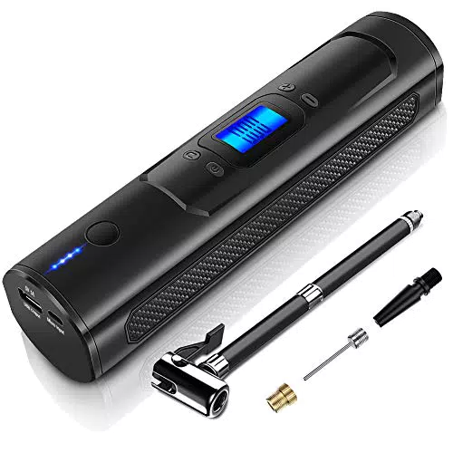 AOKBON Tragbare Reifenpumpe 150PSI Elektrische Luftpumpe Auto Kompressor Elektrisch Luftkompressor mit LCD Display LED Licht für Auto Motorrad Bälle Schwarz Als Powerbank
