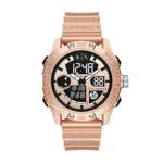 Armani Exchange Herrenuhr, AnaDigi Uhrwerk, 46MM Rose Gold ABS Gehäuse mit einem PolyurethanArmband