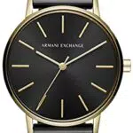 Armani Exchange Uhr für Damen, Dreizeigeruhrwerk, 36mm GoldEdelstahlgehäuse mit Edelstahlarmband