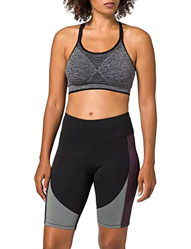 AURIQUE Damen Radlerhosen, Schwarz/Traube/Verwaschenes Kohlegrau
