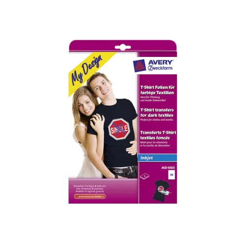 Avery-Zweckform My Design T-Shirt MD1003 Tintenstrahl Textilfolie DIN A4 Fuer farbige Textili