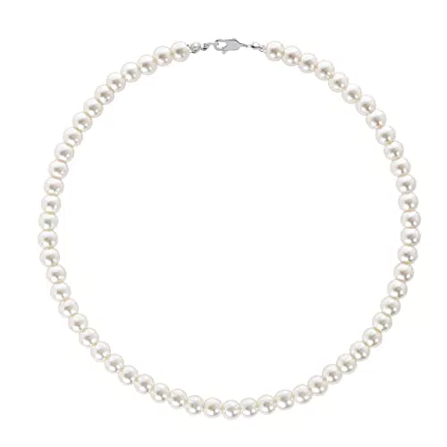 BABEYOND Perlenkette Herren Weiße, Perlenkette für Männer mit 8 mm Perlen Runde Simulierte Muschelperlen Kette