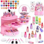balnore Kinderschminke Set Mädchen, 53PCS Schminkkoffer Mädchen Waschbar Kinder Schminkset Mädchen Spielzeug ab 4 5 6 7 8+ Jahre Geschenk für Geburtstag Halloween Karneval Weihnachten