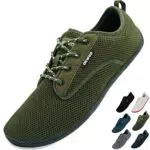 Barfußschuhe Herren Damen Minimalistische Traillaufschuhe Fitnessschuhe Laufschuhe Atmungsaktiv rutschfest Weich Leicht Sneaker Schuhe Casual Zehenschuhe Zero Drop Solhe Grün 41EU