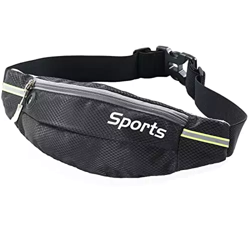 Bauchtasche Gürteltasche für Damen Herren Laufgürtel Hüfttasche Sport Wasserdicht Stylisch Fanny Pack Unisex für Outdoor Reise Sportgürtel Running Belt zum Joggen Fitness Fahrrad Schwarz