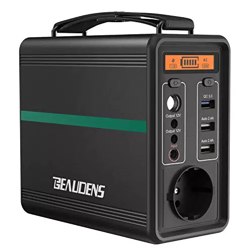 BEAUDENS Tragbare Powerstation 166WH, 150W Solar Generator Akku mit LiFePO4-Batterie