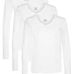berydale Damen Langarmshirt, 100% Baumwolle, V-Ausschnitt